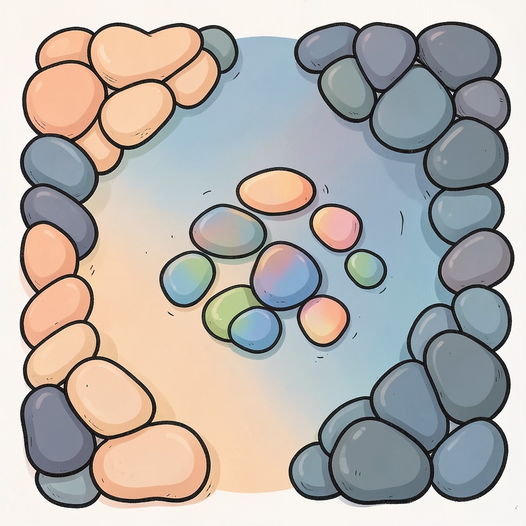 Whimsical editorial illustration for Biological sex is a spectrum