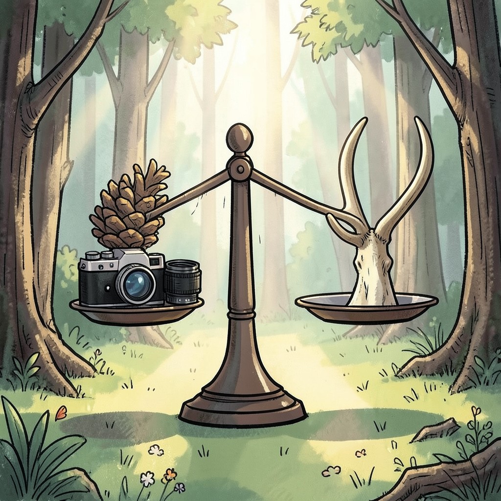 Whimsical editorial illustration for Deer hunting