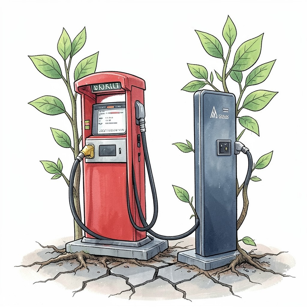 Whimsical editorial illustration for Electric Cars are the future