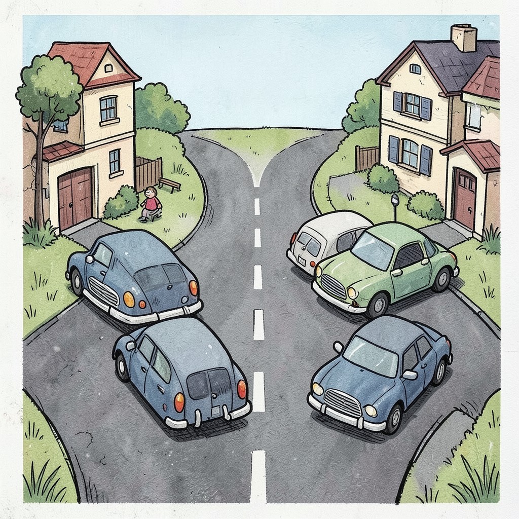 Whimsical editorial illustration for Move over to the slow lane except when passing
