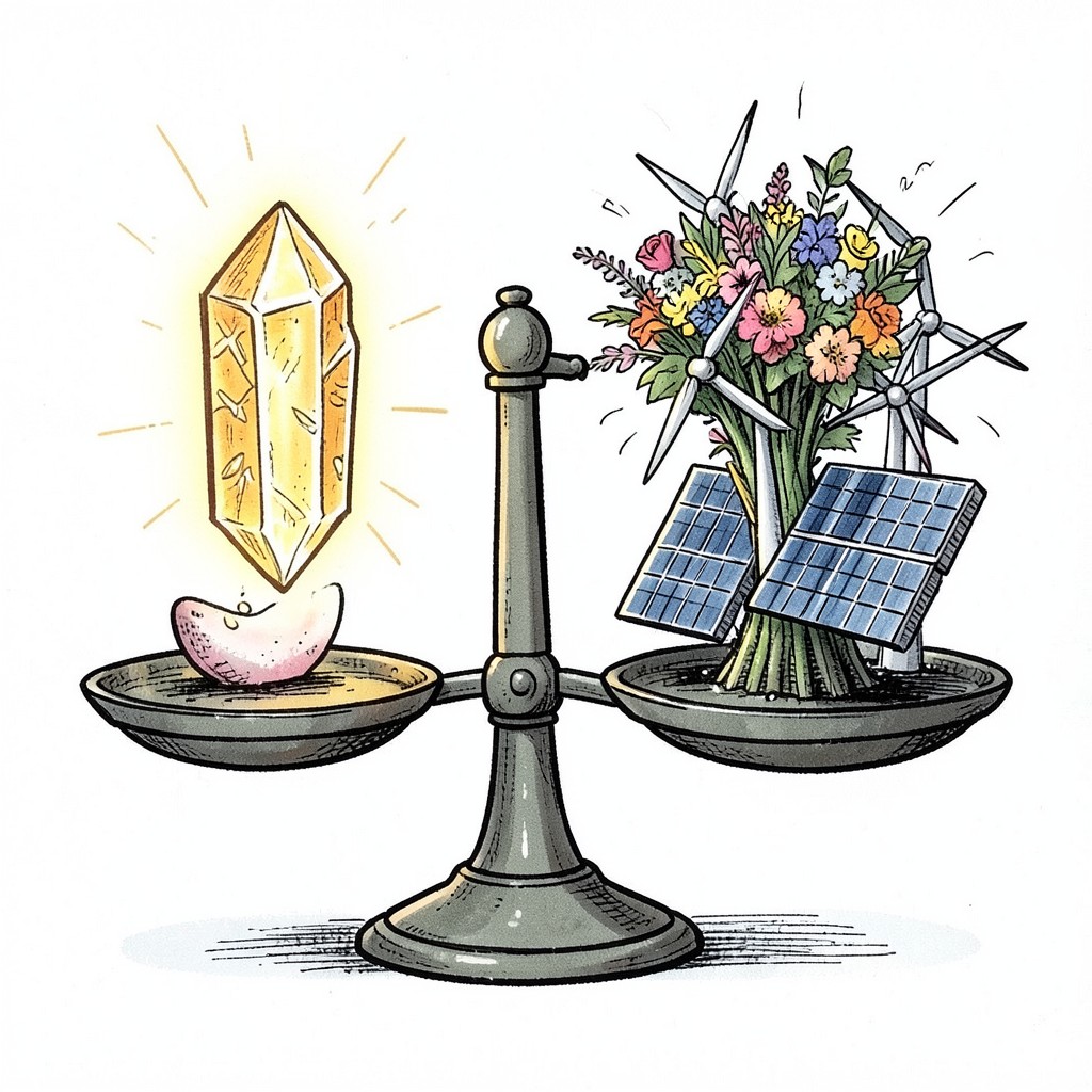Whimsical editorial illustration for Nuclear power is the best solution to climate change