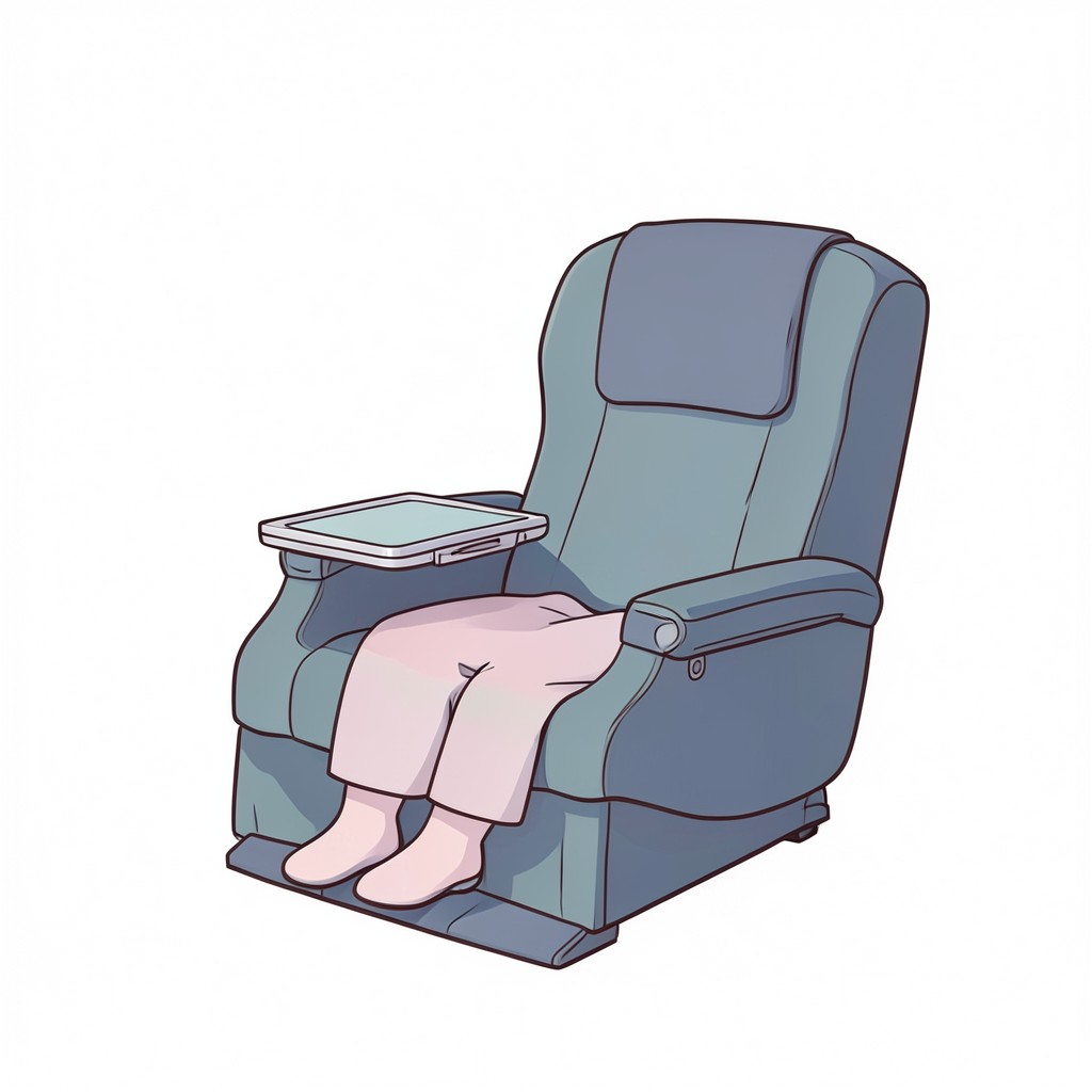 Whimsical editorial illustration for Reclining your airplane seat