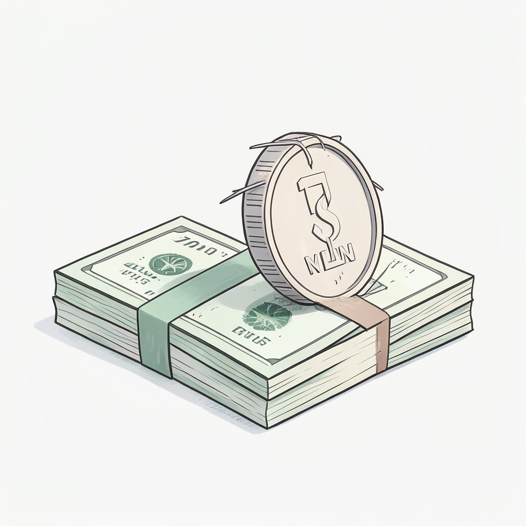 Whimsical editorial illustration for Take guaranteed $50,000 rather than 50% chance of $1 Million