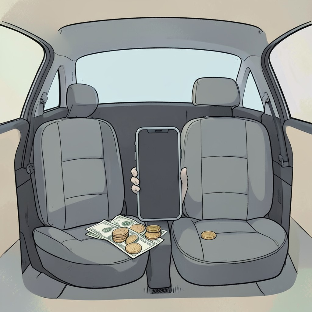Whimsical editorial illustration for Tipping your Uber Driver